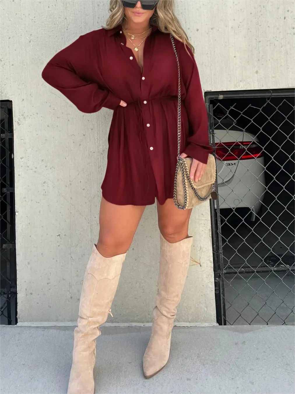 Emeline women's long-sleeve button-down shirt dress