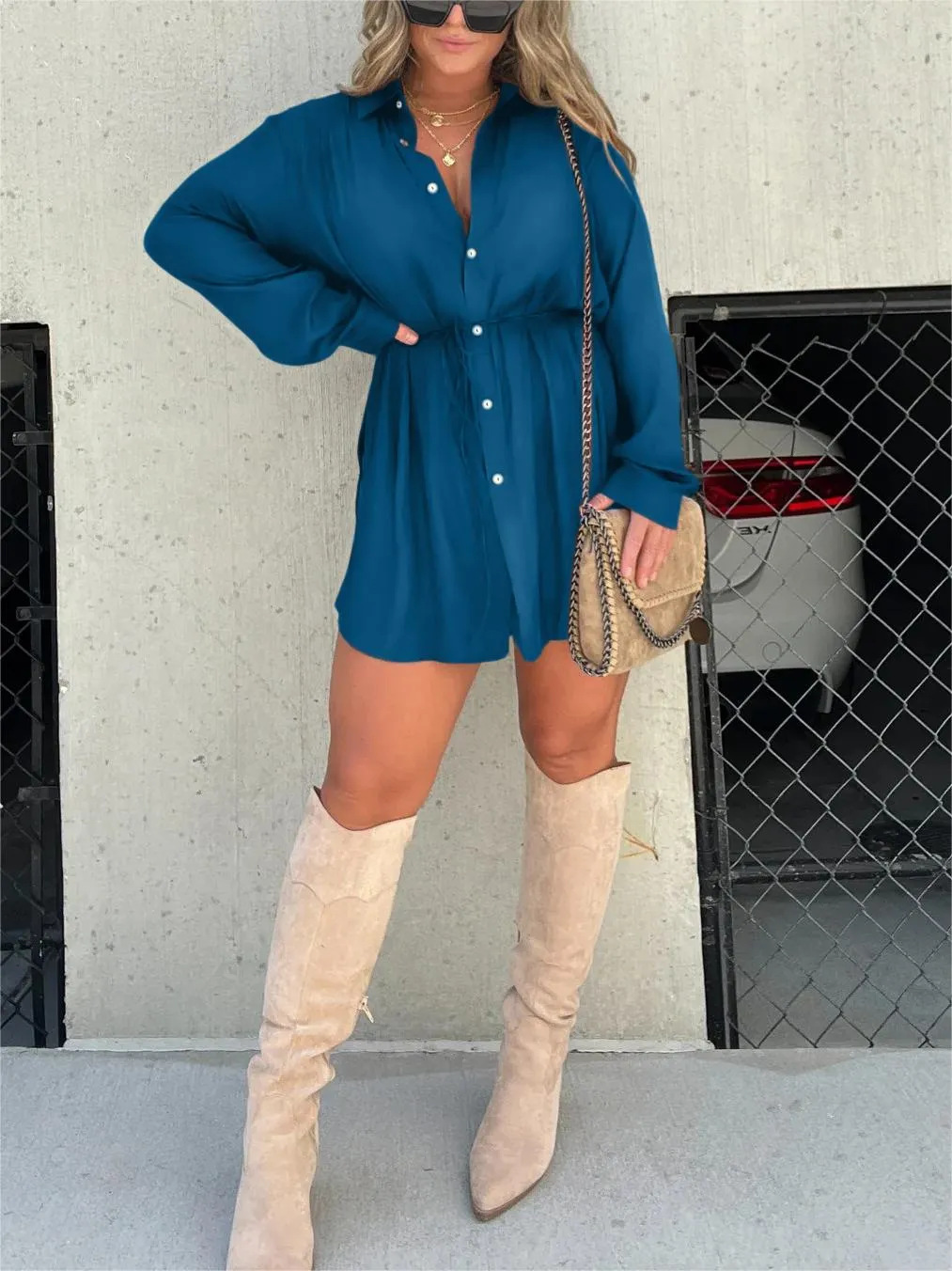 Emeline women's long-sleeve button-down shirt dress