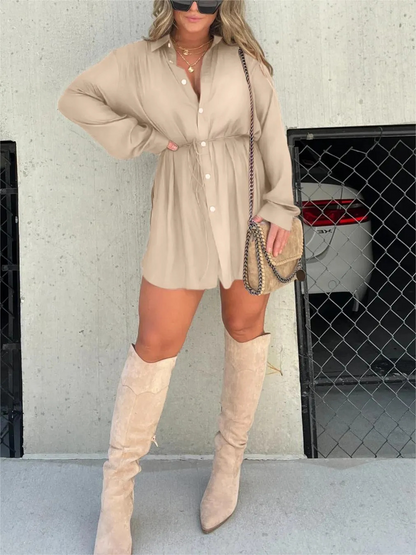 Emeline women's long-sleeve button-down shirt dress