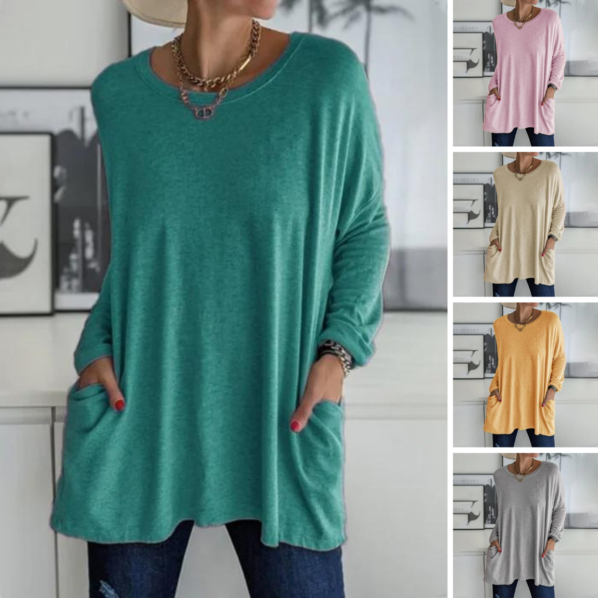 Oversized tunic top, alternate angle