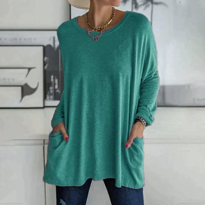 Long sleeve tunic top, detail view