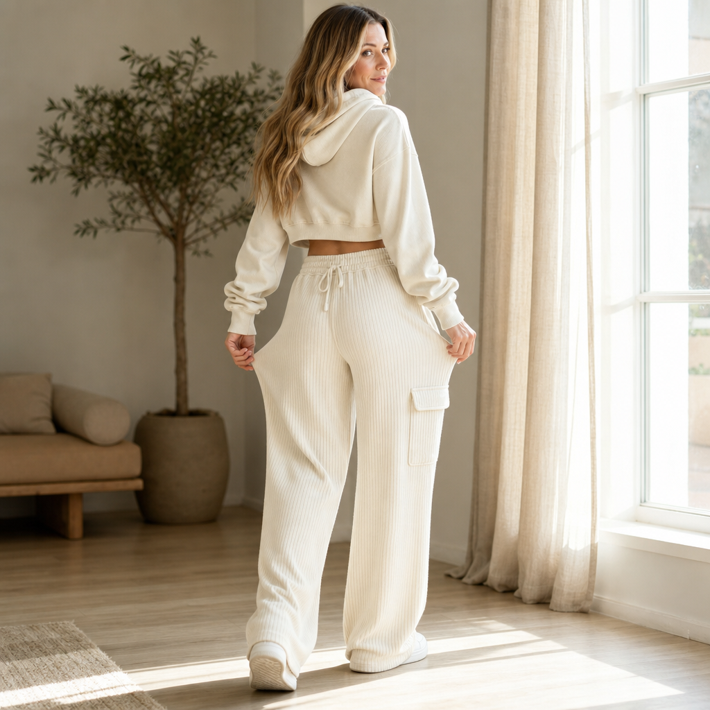 High-waist wide-leg pants for women view 6