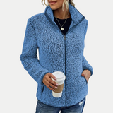 Tillie textured fleece high-collar zip-up jacket, front view