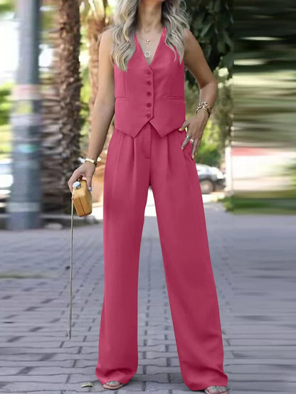 Ottavia women's sleeveless vest and wide-leg trouser suit