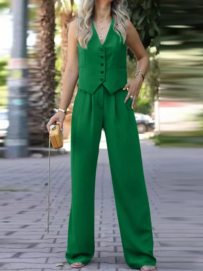 Ottavia women's sleeveless vest and wide-leg trouser suit