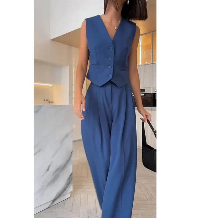 Ottavia | Sleeveless Vest and Wide-Leg Trouser Suit