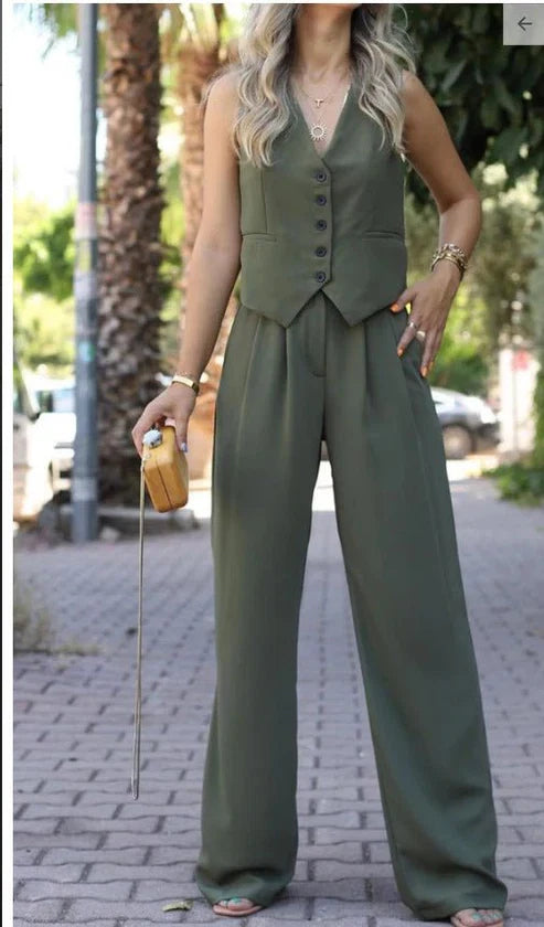 Ottavia women's sleeveless vest and wide-leg trouser suit