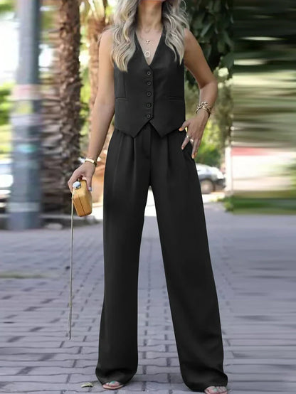 Ottavia women's sleeveless vest and wide-leg trouser suit