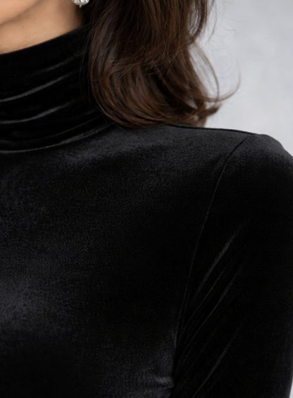 Black turtleneck cocktail dress, view 3