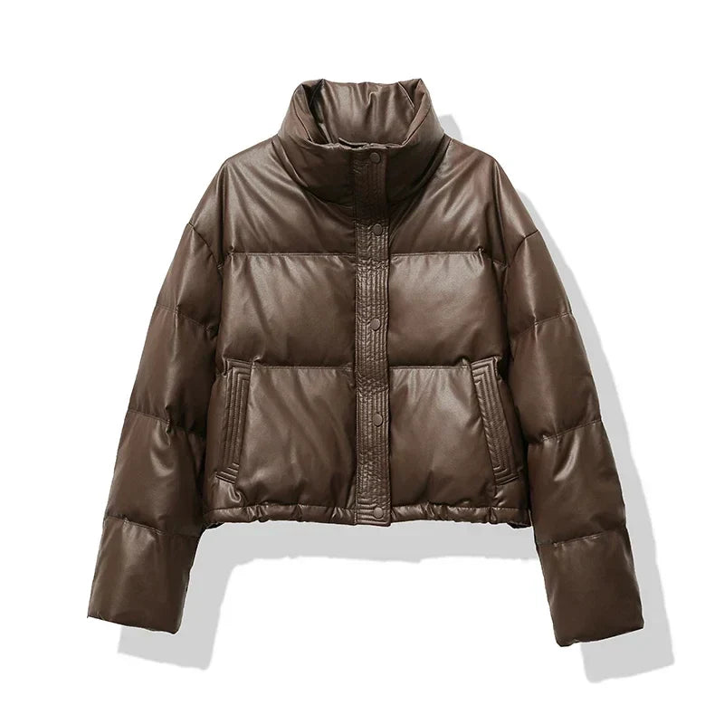 Cropped quilted puffer jacket for women
