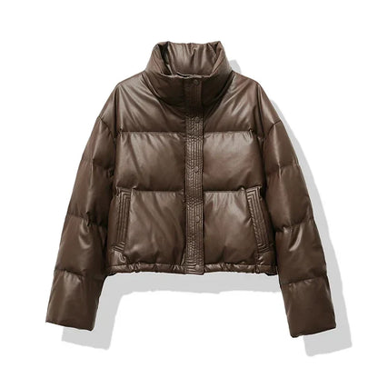 Cropped quilted puffer jacket for women