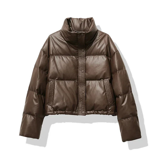 Cropped quilted puffer jacket for women