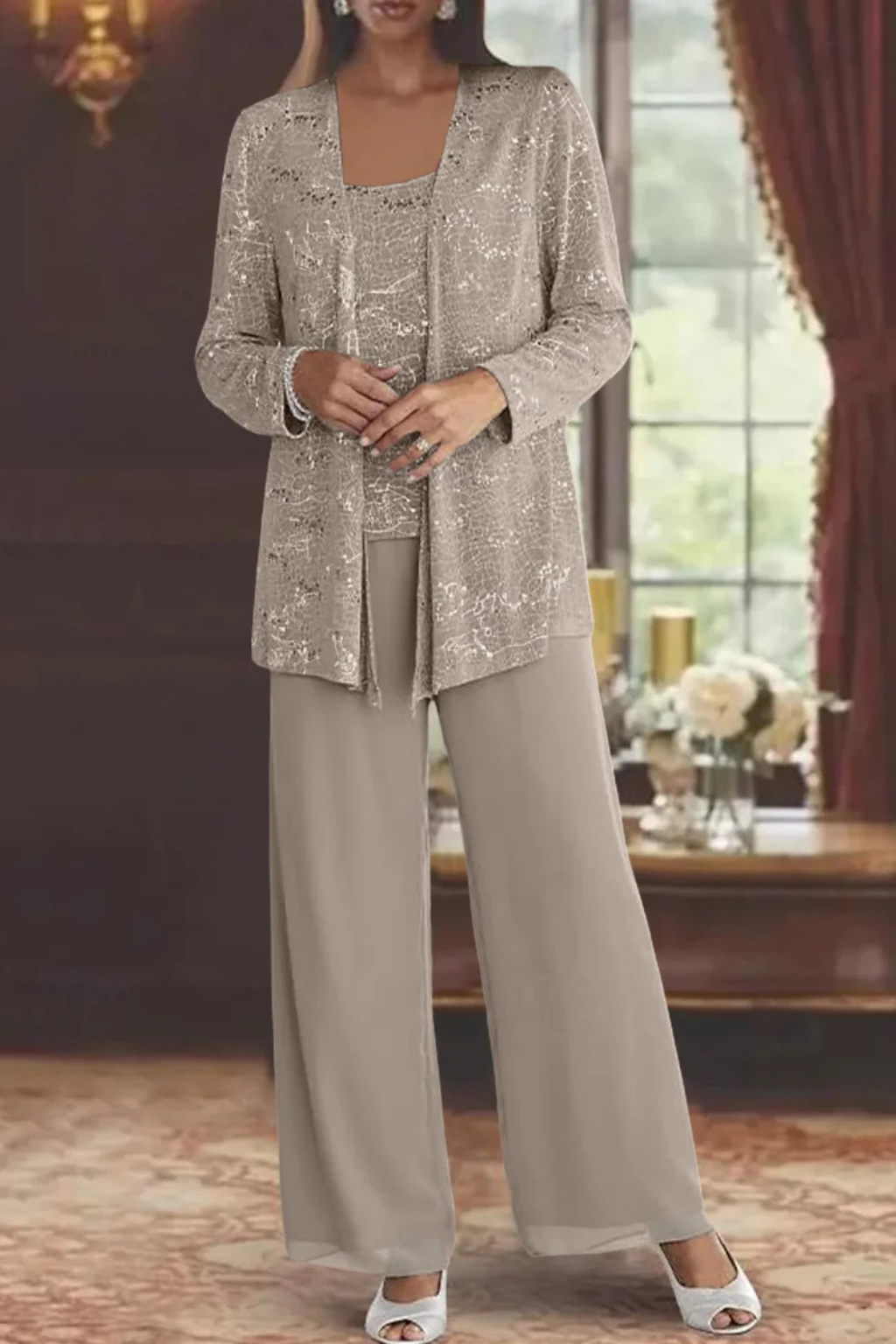 Sequin three-piece set, colour variation