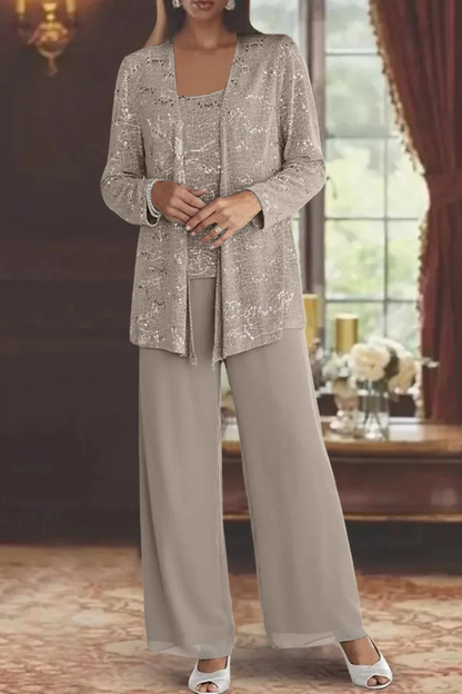 Sequin three-piece set, colour variation
