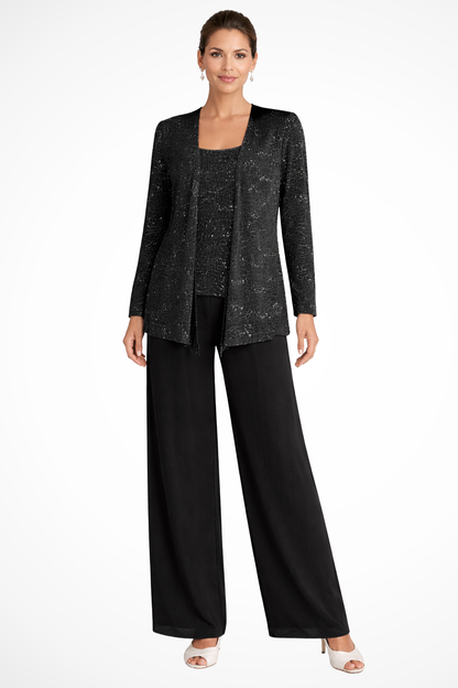 Sequin set showing square-neck camisole