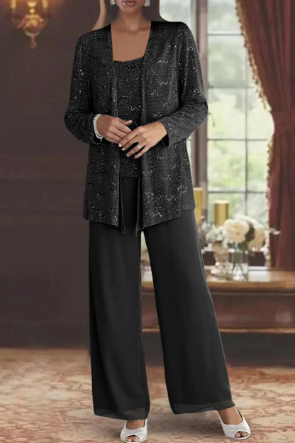 Sequin three-piece set, side view