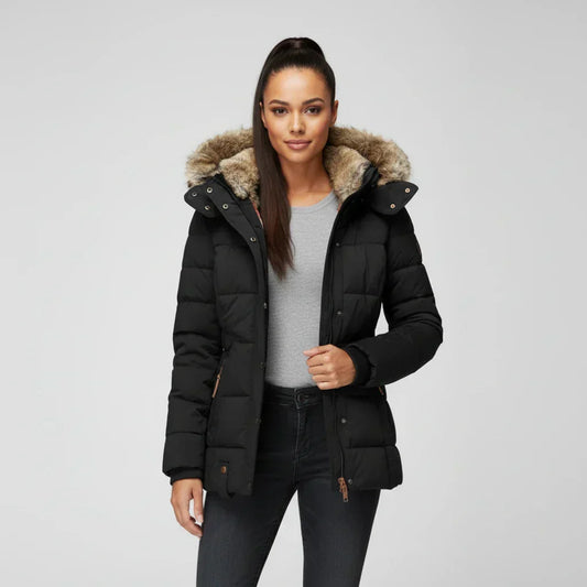 Hooded quilted puffer jacket for women