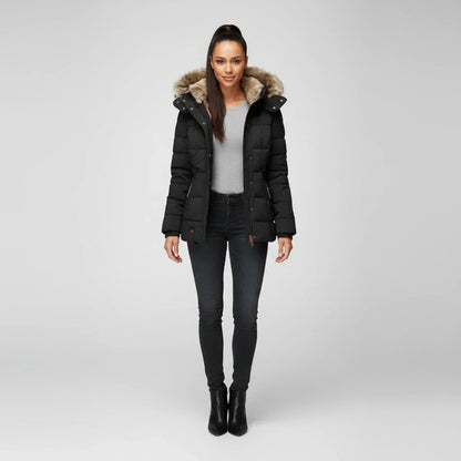 Hooded quilted puffer jacket for women view 2
