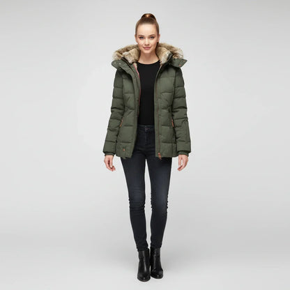 Hooded quilted puffer jacket for women view 4
