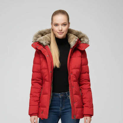 Hooded quilted puffer jacket for women view 5