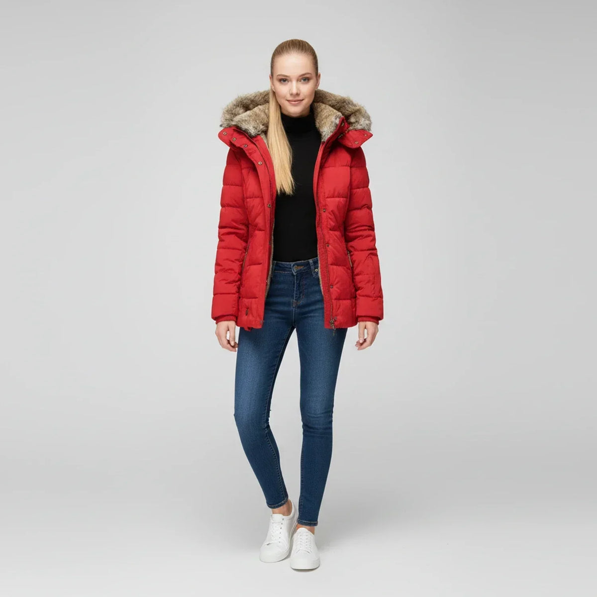 Hooded quilted puffer jacket for women view 6