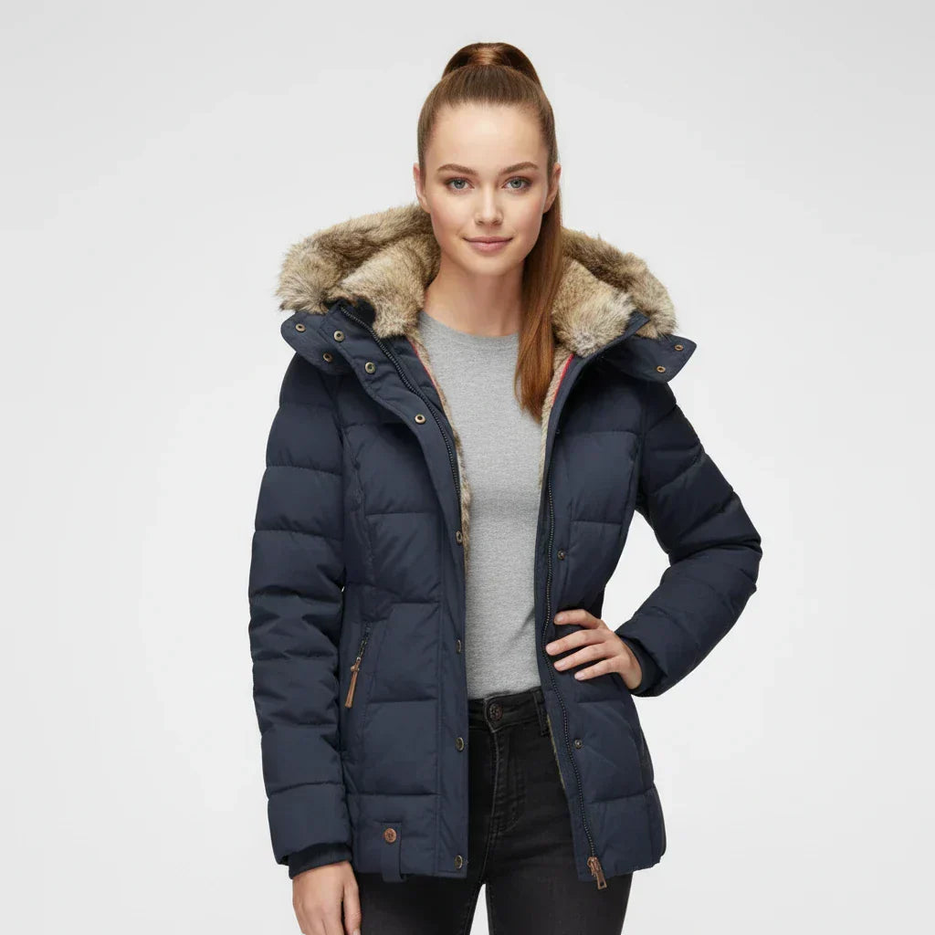 Hooded quilted puffer jacket for women view 7