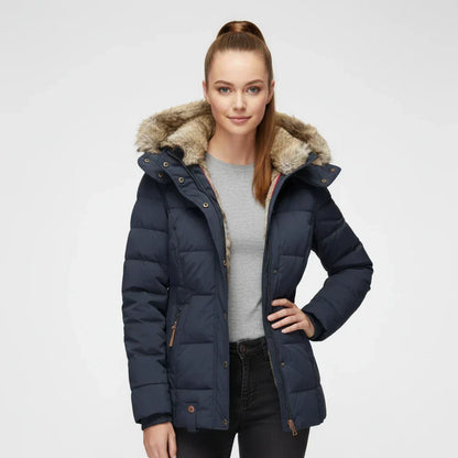 Hooded quilted puffer jacket for women view 7
