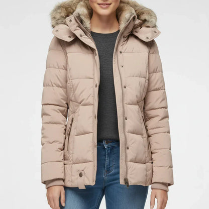 Hooded quilted puffer jacket for women view 9