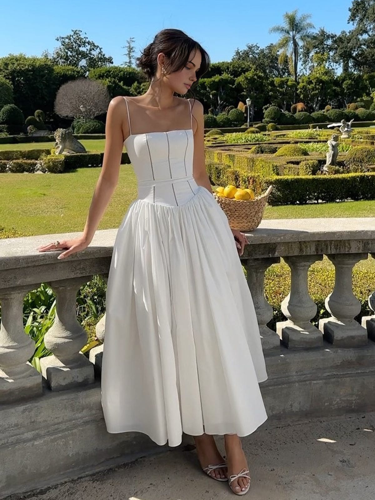 Strapless midi dress cream