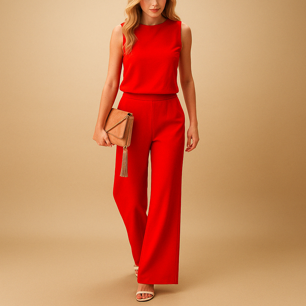 Hazel wide-leg jumpsuit with round neck