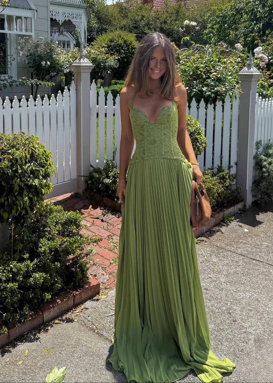 Catherine | Halter Pleated Corset Maxi Wedding Guest Dress