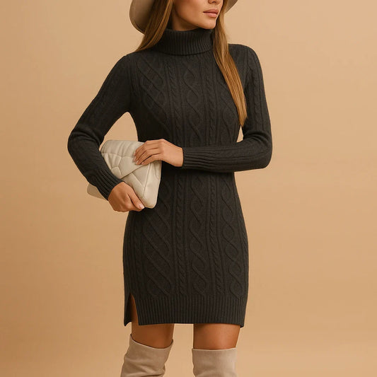 Wrenna cable-knit turtleneck sweater dress for women