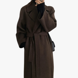 Brindille belted wool-look wrap coat for women
