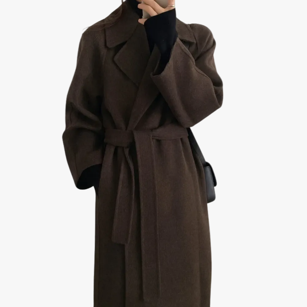 Brindille belted wool-look wrap coat for women