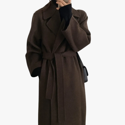 Brindille belted wool-look wrap coat for women