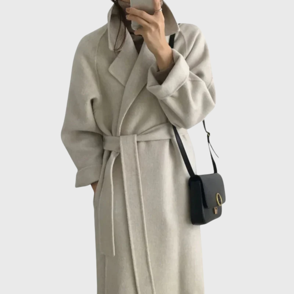 Brindille long belted coat with notched lapels