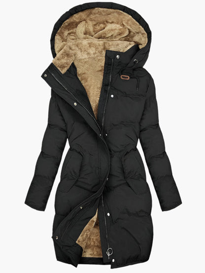 Ophrena | Long Hooded Puffer with Faux-Fur Trim