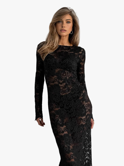 Xanthe women's long-sleeve lace maxi dress
