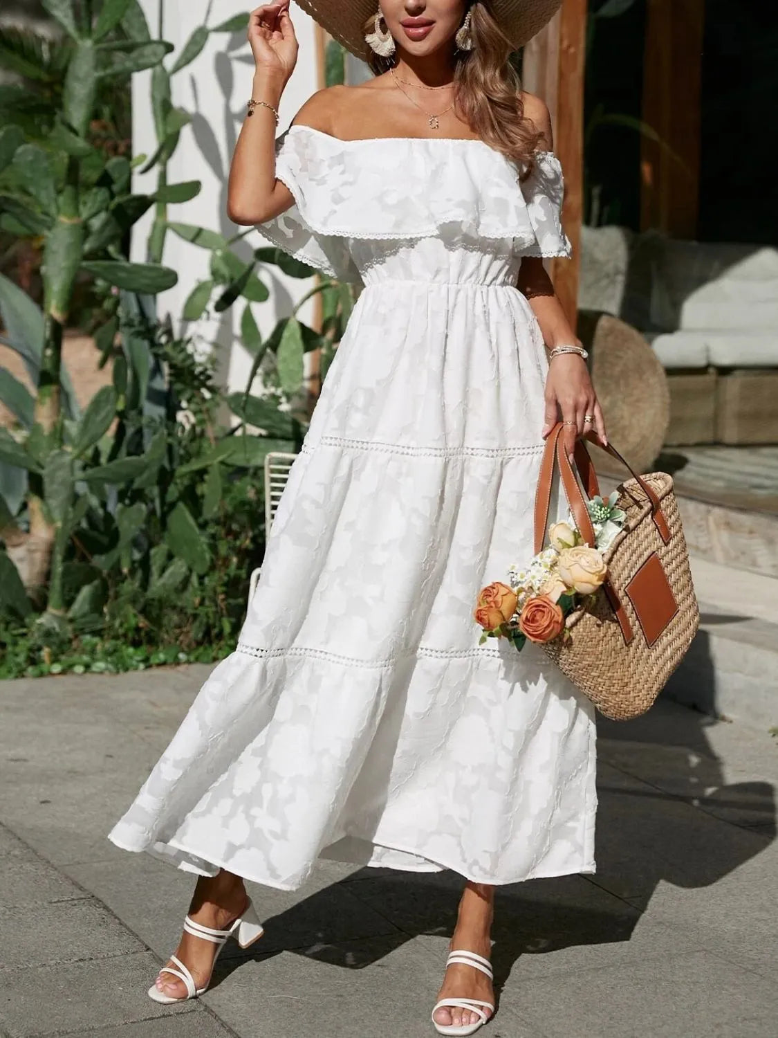 Sylvia | Off-Shoulder Tiered Ruffle Maxi Dress