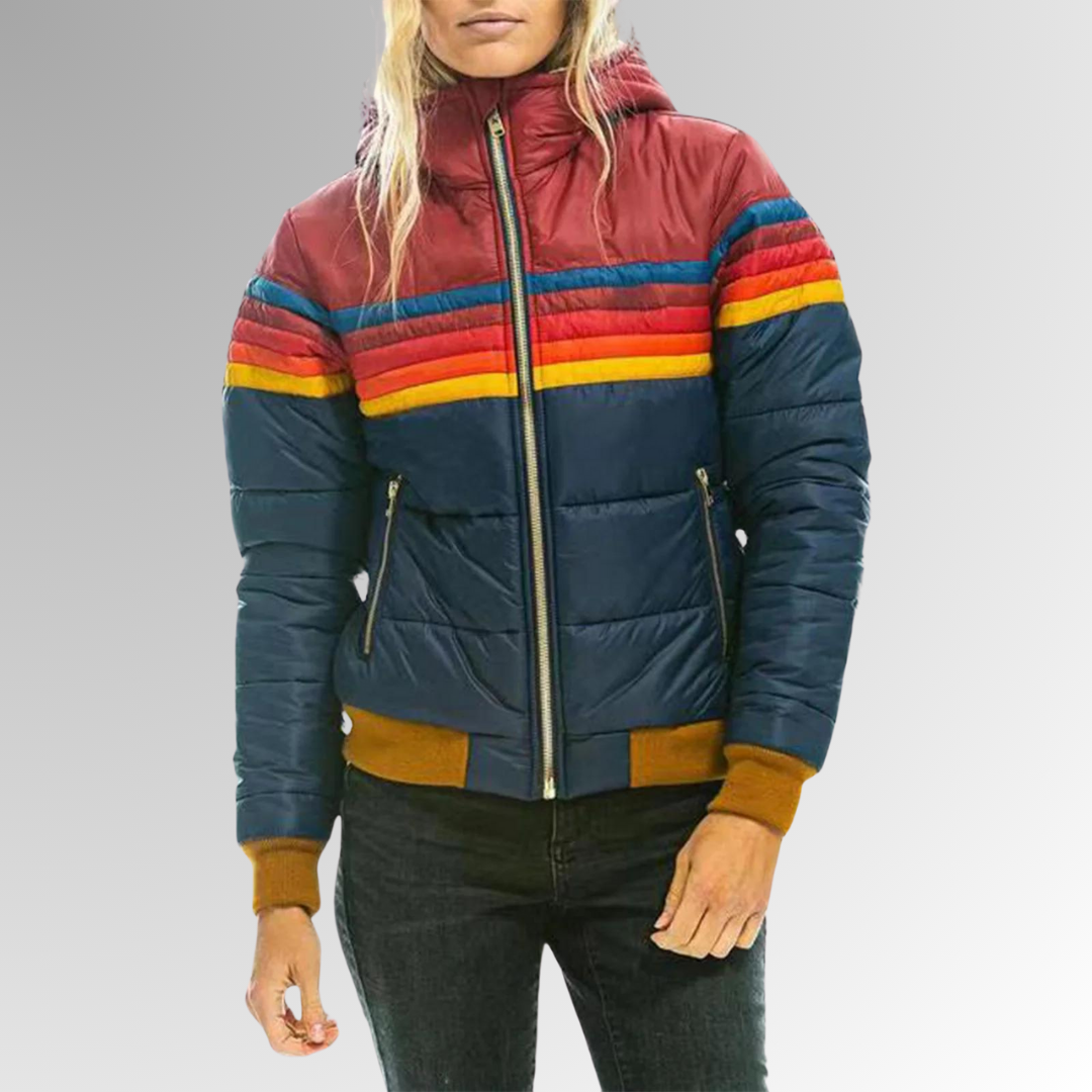 Sevrienne | Hooded Quilted Stripe-Band Puffer