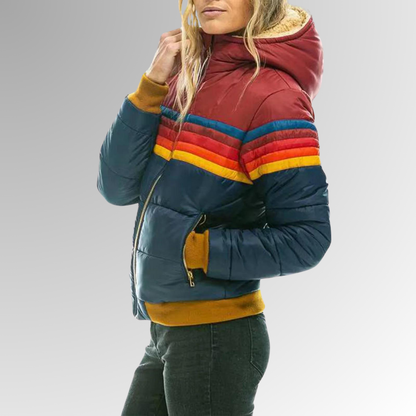 Sevrienne | Hooded Quilted Stripe-Band Puffer