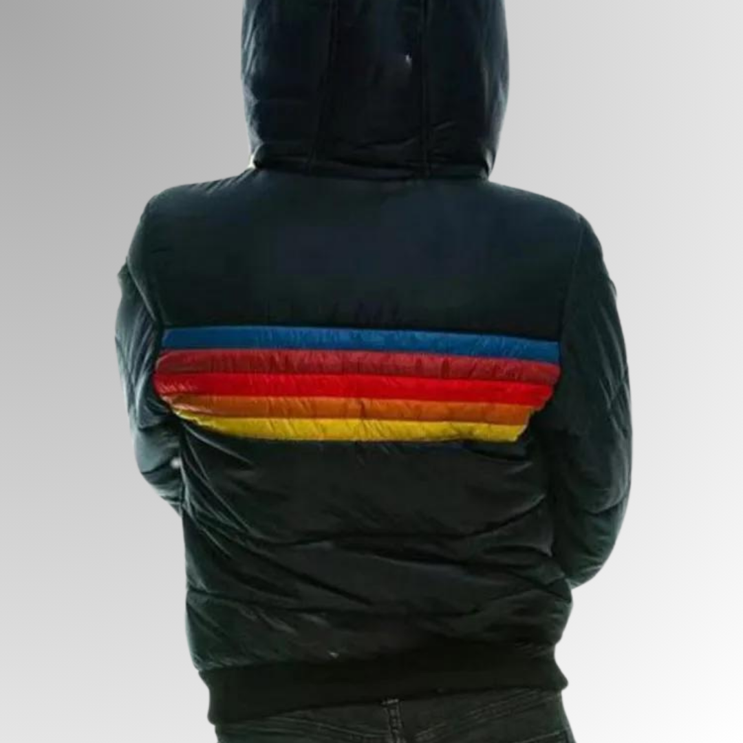 Sevrienne | Hooded Quilted Stripe-Band Puffer