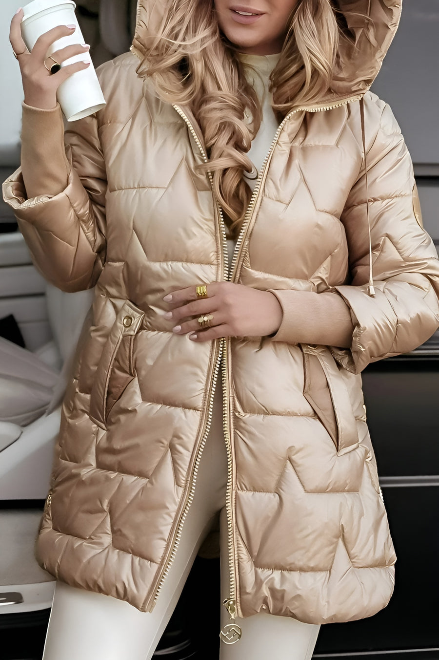 Wintra long quilted puffer with side zips