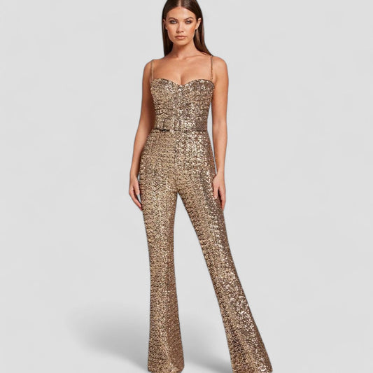 Tressa | Sequin Wide Leg Evening Jumpsuit