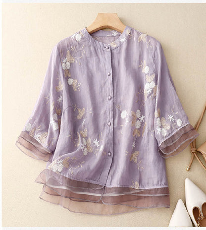 Jessica | Elegant Floral Embroidery Blouse