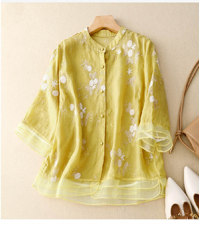 Jessica | Elegant Floral Embroidery Blouse