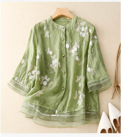 Jessica | Elegant Floral Embroidery Blouse