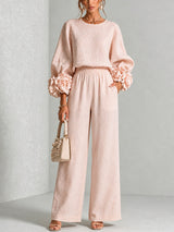Xenia matching top & wide-leg pants set in floral, front view