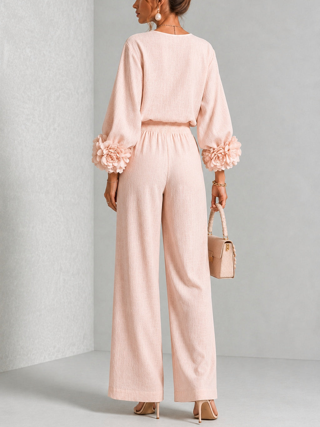 Matching top & wide-leg pants set, view 2