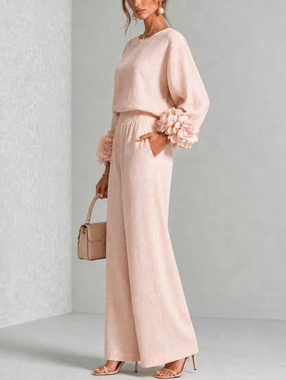 Matching top & wide-leg pants set, view 3
